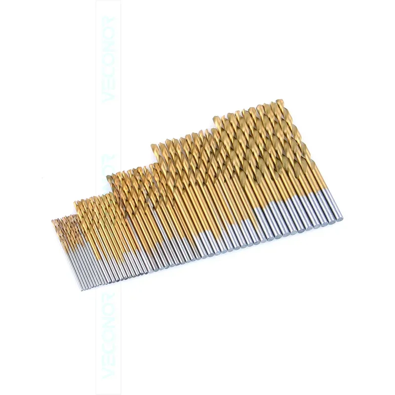 50pcs per set twist drill bit set saw set HSS high steel titanium coated drill woodworking tools 1mm/1.5mm/2mm/2.5mm/3mm