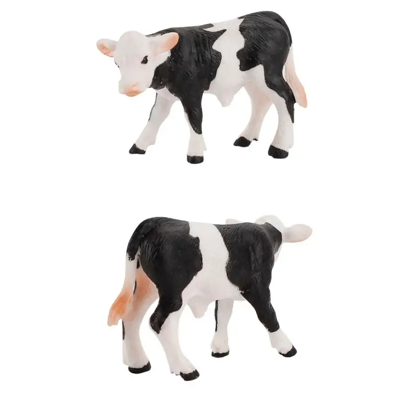 Calf Statue 4pcs/Set Realistic Detailed Cow Toys Playset Educational Farm Animals Toy Realistic Holstein Cow Garden Decor Farm