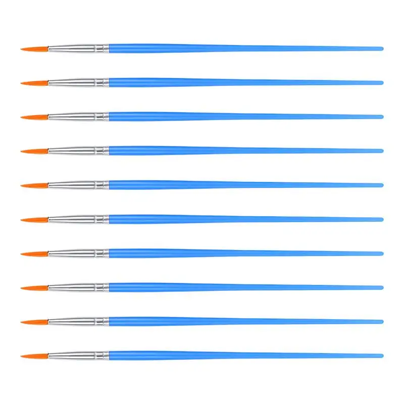 10Pcs Nylon Painting Brushes Paint Detail Brushes Nylon Hair Artist Paintbrushes For Acrylic Oil Ink Water Color Gouache