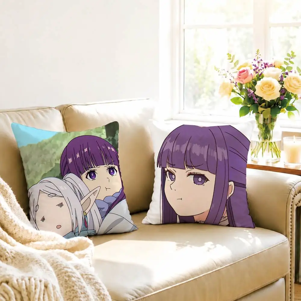 A-Anime Sousou no Frieren Fern Pillow Case Square Double-Sided Sofa Cushion Cover Bedroom Bedside Pillow Gift