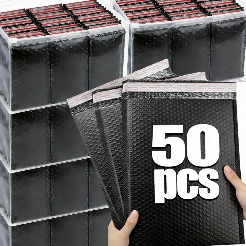 

1-50 шт. черных больших пузырчатых пакетов, утолщенные, для упаковки одежды, экспресс-доставки, ударопрочные и защитные от падений, из пеноматериала