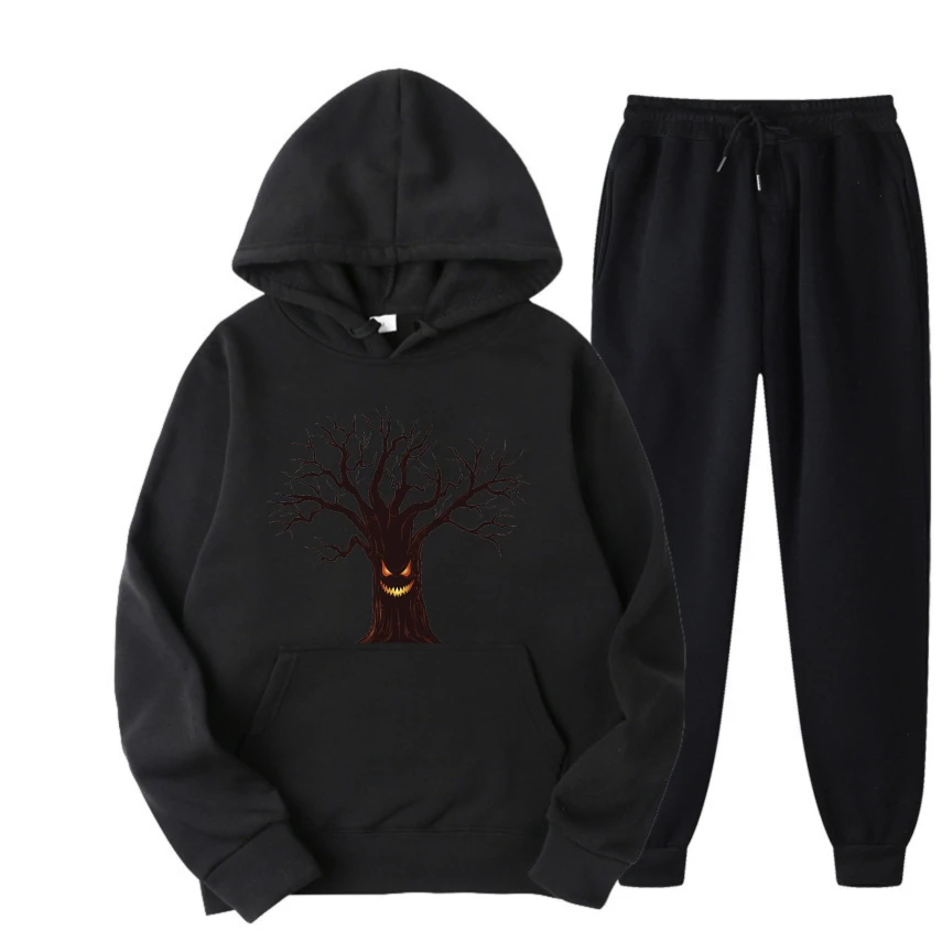 

2025 Dark dead wood graffiti print suits Casual Mens Hoodie Sweatshirts Spring And Autumn Season Stylish Loose Fit Outfit sets