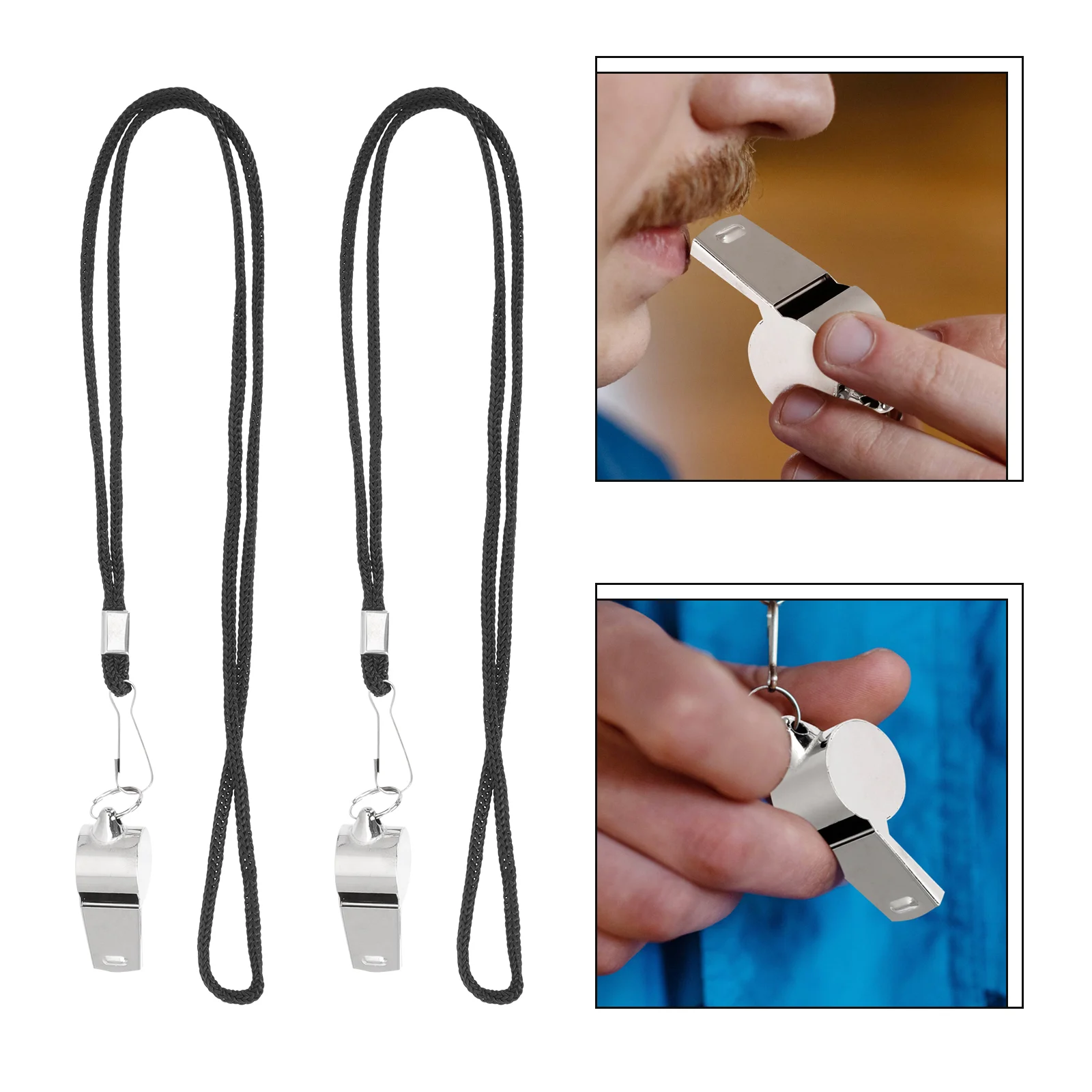 

2 Pcs Lanyard Whistle Multi-function Toy Whistles with Metal Racing Portable Football Fan Professional Referee Match