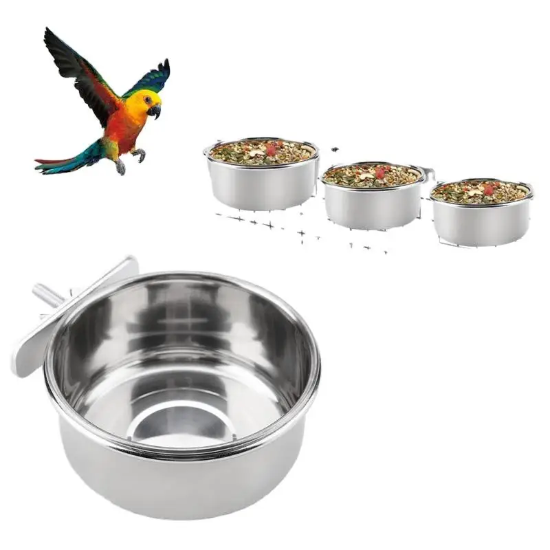 Comedero para animales pequeños, 10, 12 y 14cm, taza de agua para comida con Clip para conejo, hámster, jaula para pájaros, plato, alimentador para loros, cuenco antibasculante para mascotas, 1 ud.