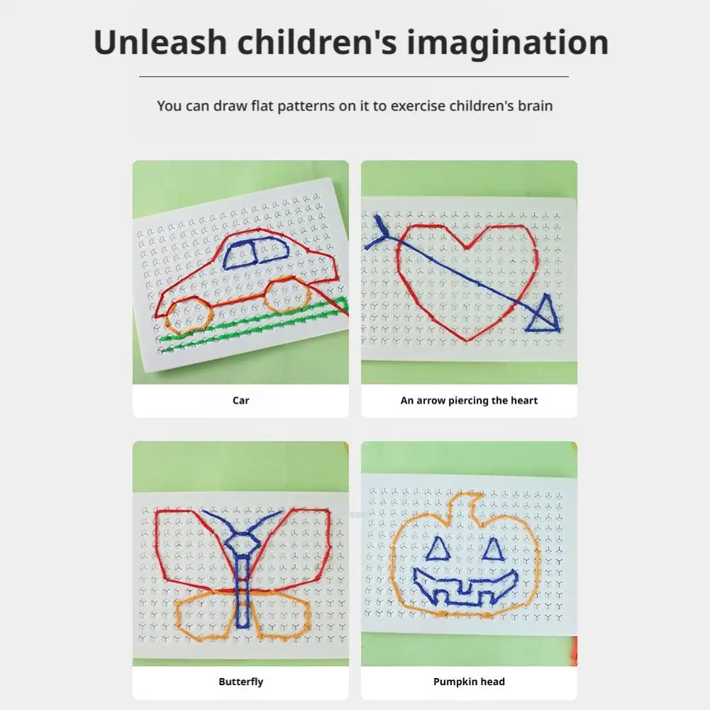 Bambini fatti a mano fai da te bordo da infilare giocattolo da infilare corda colorata corda puzzle giocattoli fai da te punto griglia disegno con penne punto griglia