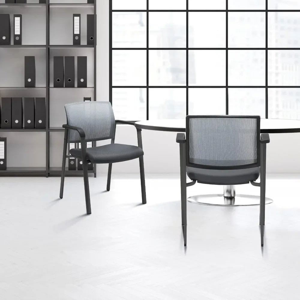 Guest Reception Stacking Office Chairs with Arm, Mesh Back Waiting Room Chair with  Ergonomic Lumbar Support