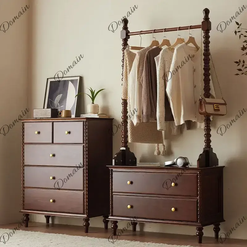 Yr G Wooden Vintage Clothes Rack Luxury Standing Cabinets Space Saving Clothes Rack Jacket Storage Colgadores De Ropa Home Furni