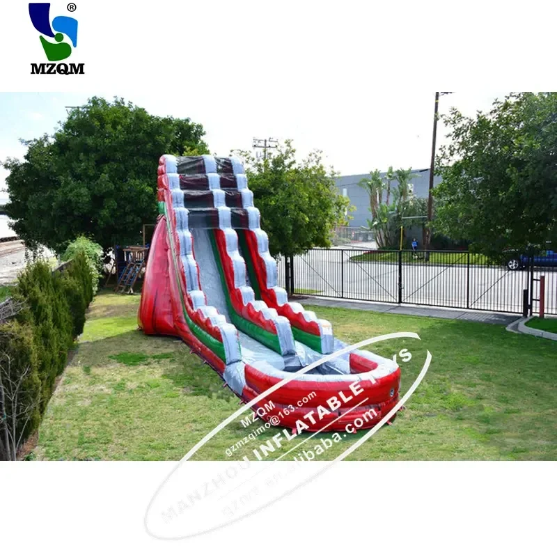 Commercial Blow Up Yellow Marble Slides Volcanic Lava Inflatable Water Slide With Swimming Pool For Sale