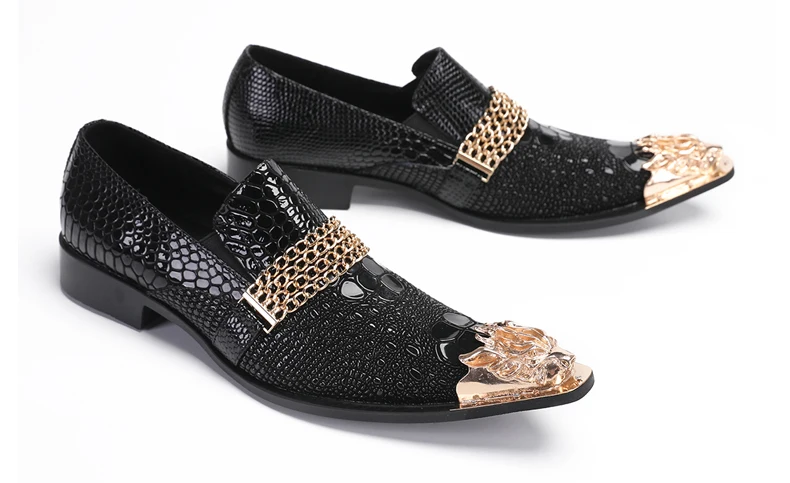 Herrenschuhe aus echtem Rindsleder mit Pythonmuster und Nadelverzierung für formelle Anlässe im Herbst, Modellausstellungen und geschäftliche Gelegenheiten. – Detail 4