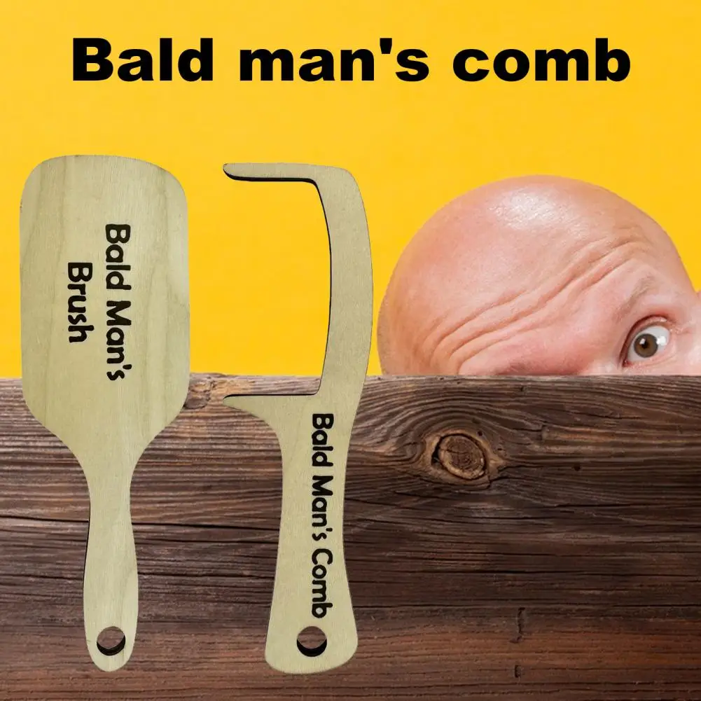 Balds Man's Comb Funny Wooden Toothless Comb Brush Balds Hair Joke White Elephant Gift Gag Gift For Men Лысый Гребень 대머리 빗