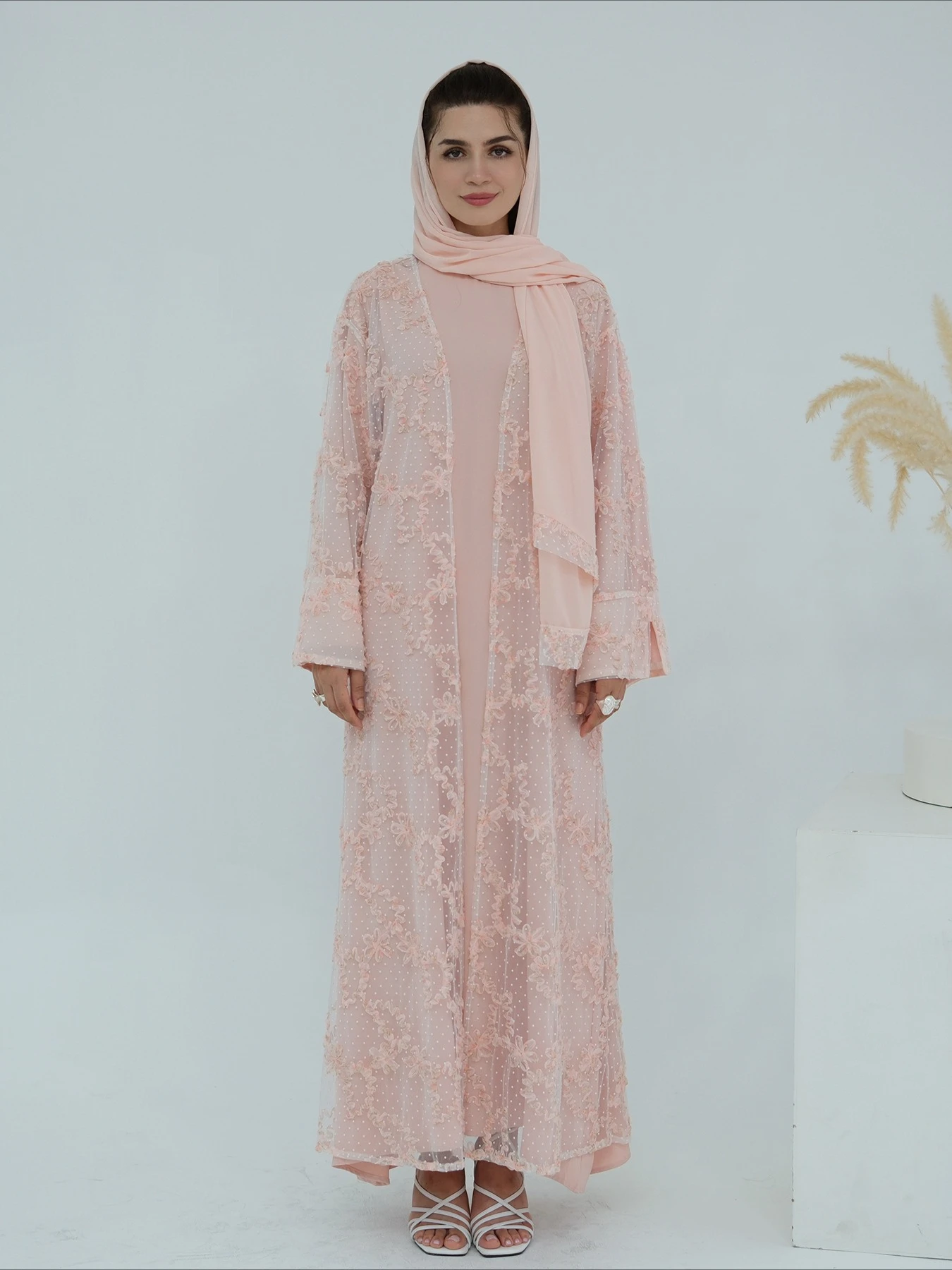 Eid mujeres vestido Abaya musulmán malla flor Jalabiya Ramadán Vestidos Largos Vestidos de fiesta árabe vestido largo Marruecos Dubai Kaftan 2026