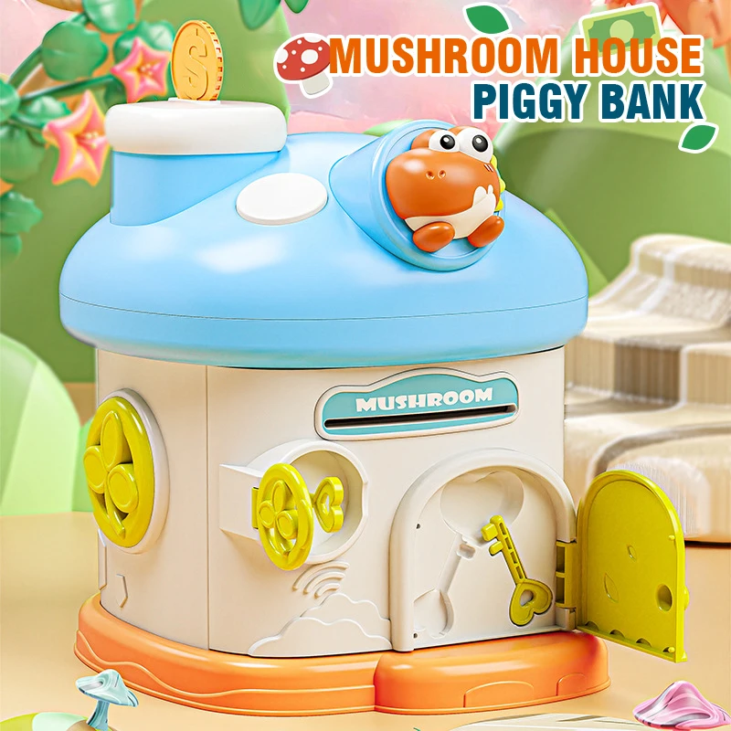 Mushroom House Piggy Bank for Kids Cartoon Money Saving Box Large Capacity Coin Storage Bank Educational Toys Children Gift