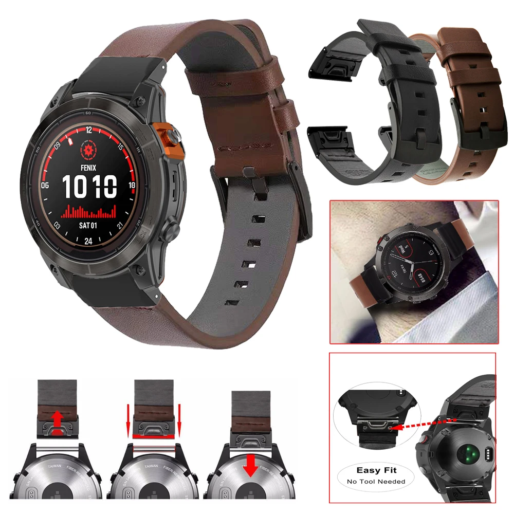 

Ремешок из натуральной кожи Quick Fit для Garmin Fenix 6 5 7 5X 6X 7X Por Fenix 1 2 3HR макет S62, тактический ремешок Delta22 26 мм