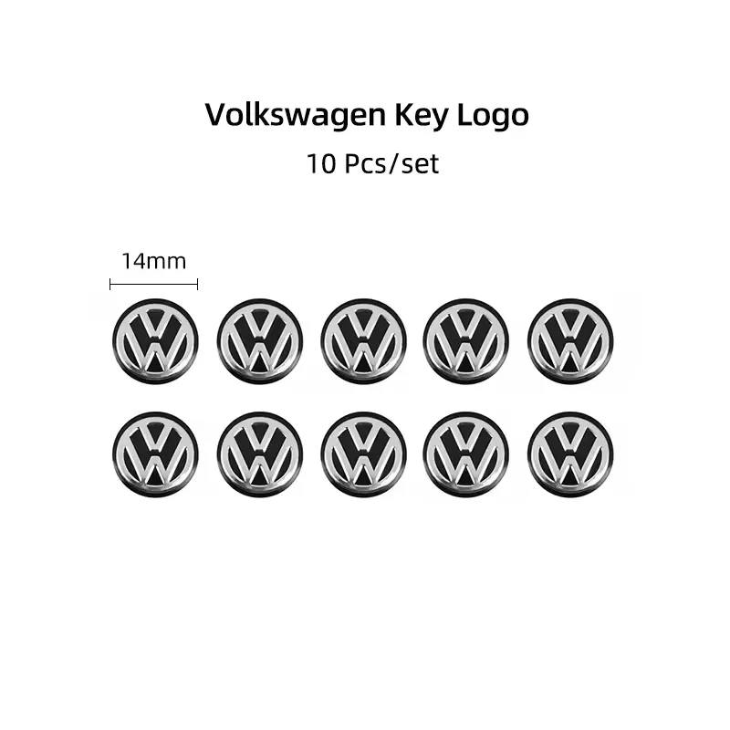 5/10 Stück 14mm Auto-Fernbedienungsschlüssel-Aufkleber Emblem Autozubehör für VW Scirocco Polo T5 Passat B6 Golf MK5 Tiguan Jetta CC MK7