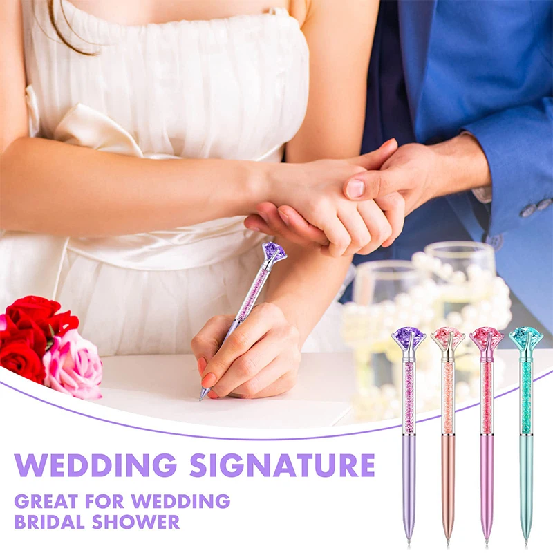 16Pcs Pretty Bling Diamond Crystal Ballpoint Pens Engagement Wedding Signing Pen