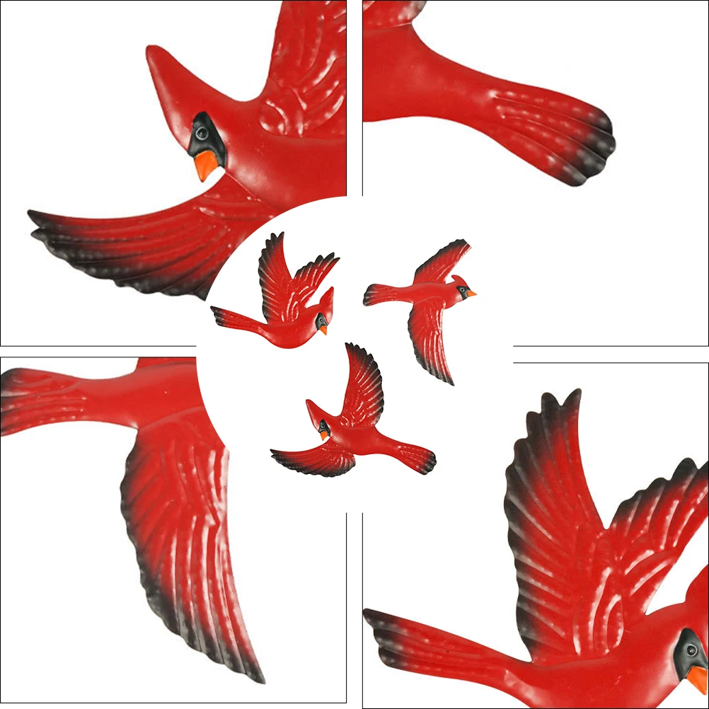 

3 Pcs Bird Bird Decor Wall Decor Metal Hanging Home Ornament Miniature Model Bright Color Garden Living Room Art