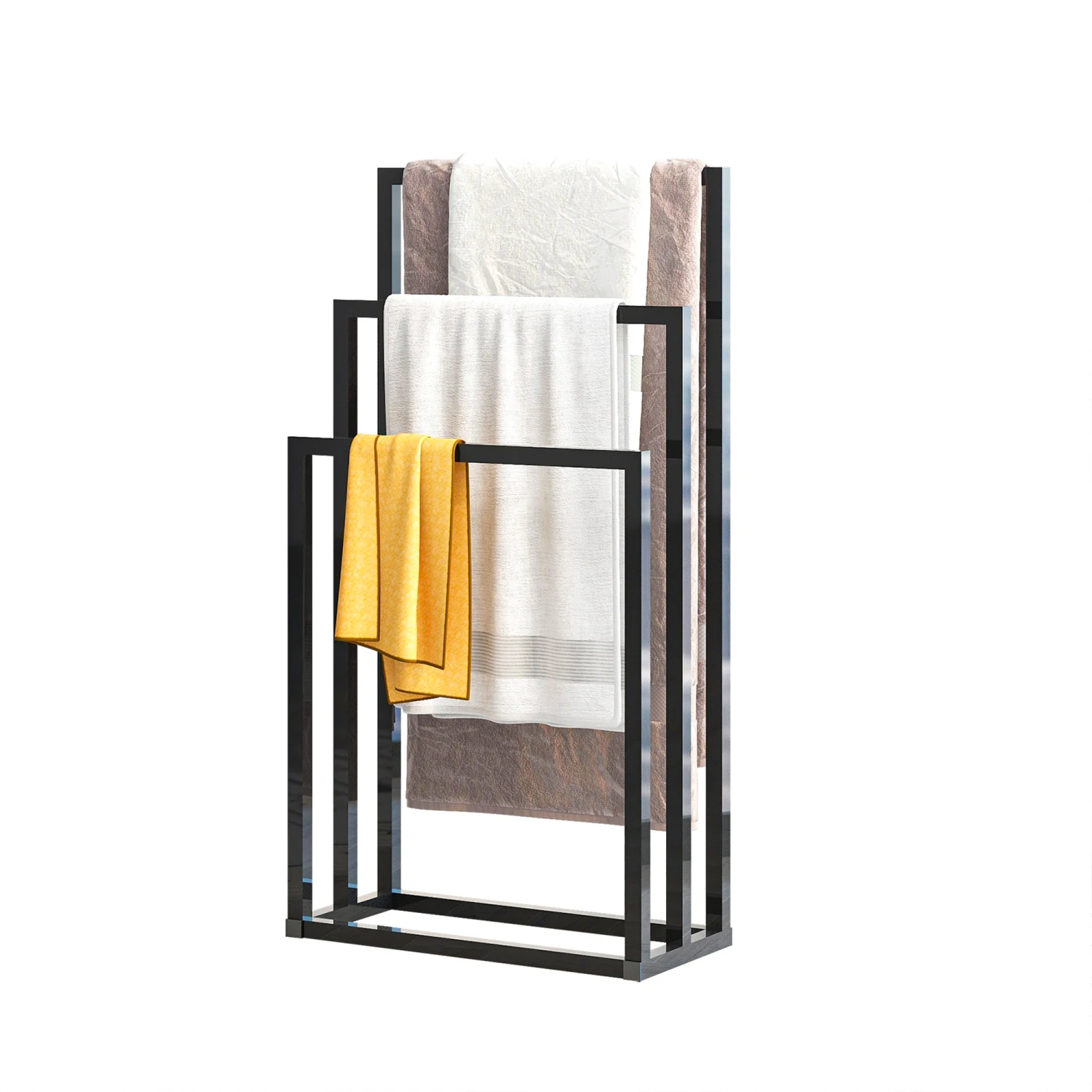 

Metal Freestanding Towel Rack 3 Tiers Hand Towel Holder Organizer for Bathroom Accessories, Black