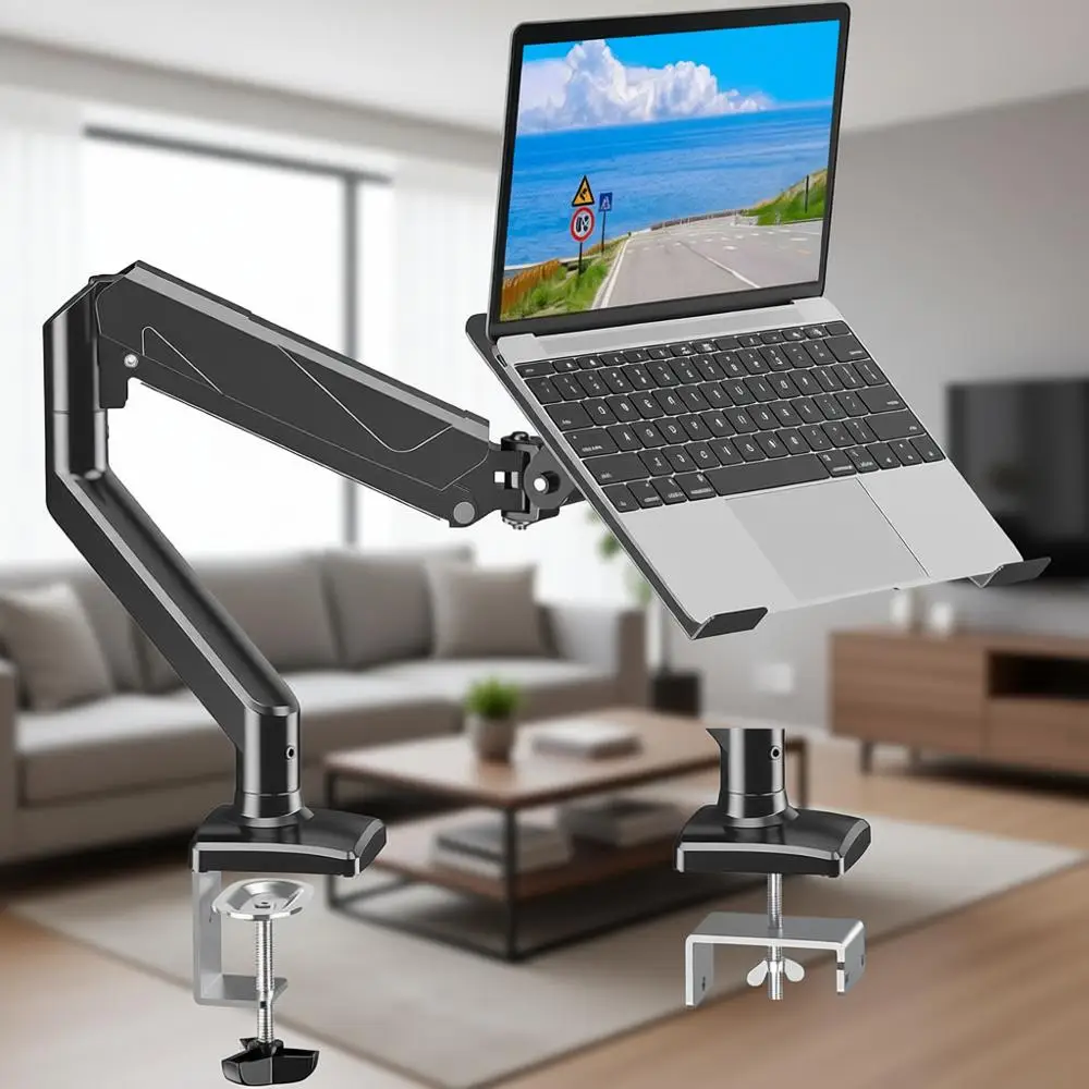 

Adjustable Laptop Stand with Clamp for 14-17 Notebooks and 32 Monitors, Supports 2.2-19.8lbs