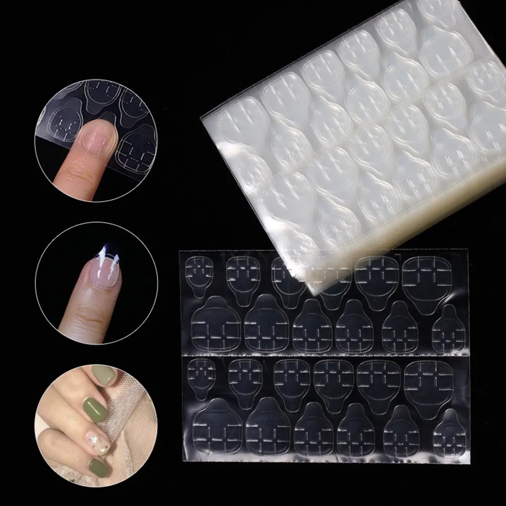 

40 Sheets Nail Jelly Glue Stickers Transparent False Nails Adhesive Tabs Double Sided Glue Manicure Paste Press On Nail Art