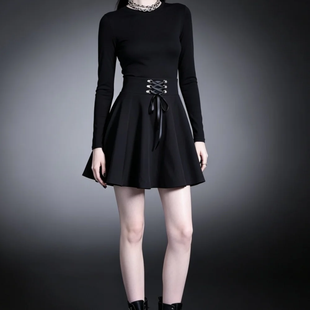 Women's Basic Versatile Flared Casual Mini Skater Skirt High Waist School Daily Black Skirt For Street Daily Wear
