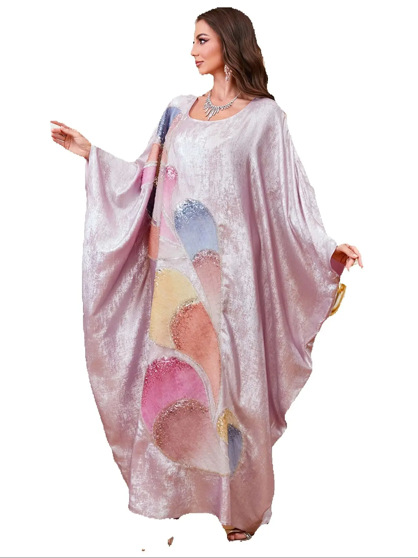 

Рамадан Абая Дубай Кафтан Мусульманские женщины Свободное платье с рукавами «летучая мышь» Ид Джеллаба Турция Кафтан Марокаин Femme Robe Islam Jalabiya