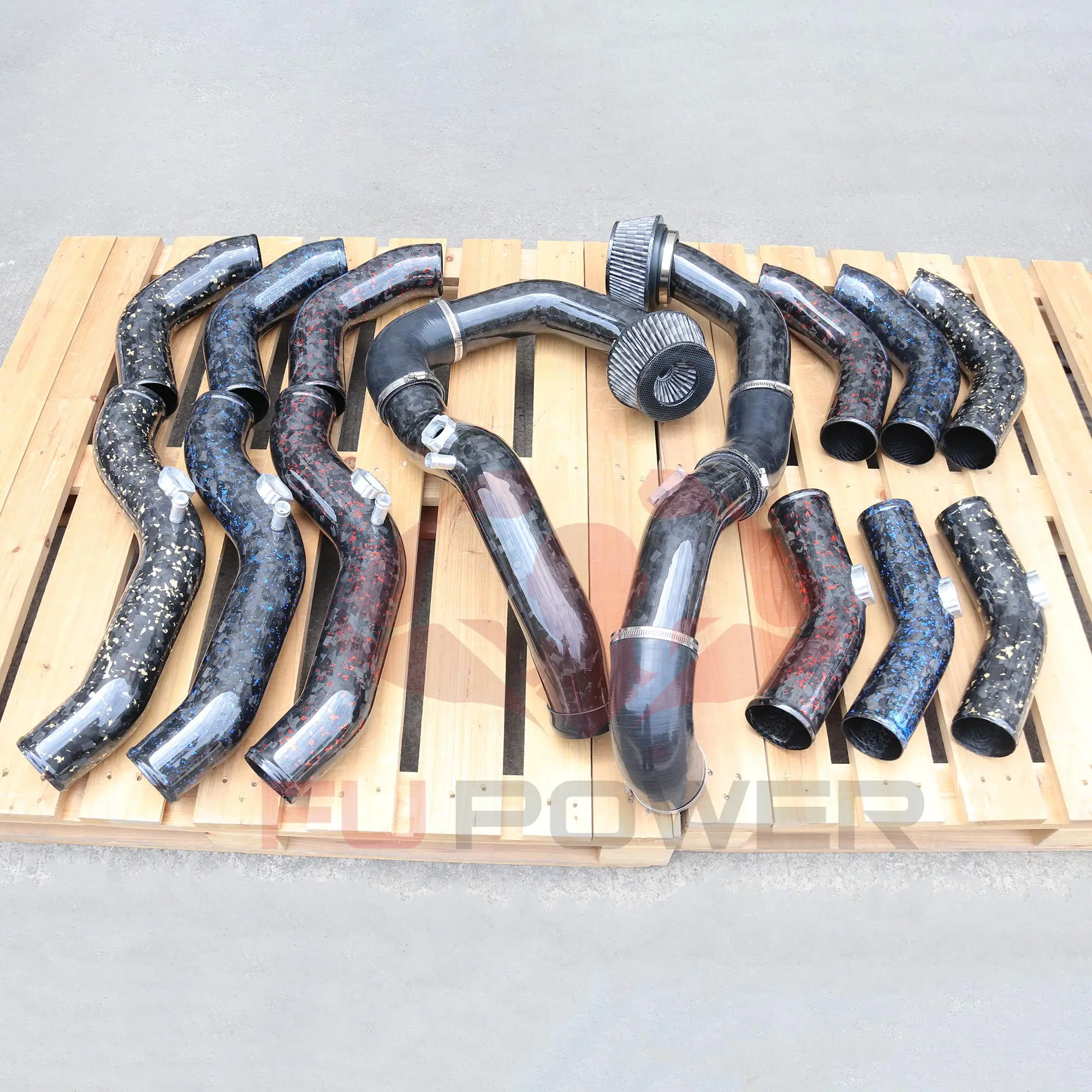 カスタムカラードライカーボンファイバーエアインテークシステム 新品 BMW S55 M3 M4 F80 F82 F8X用