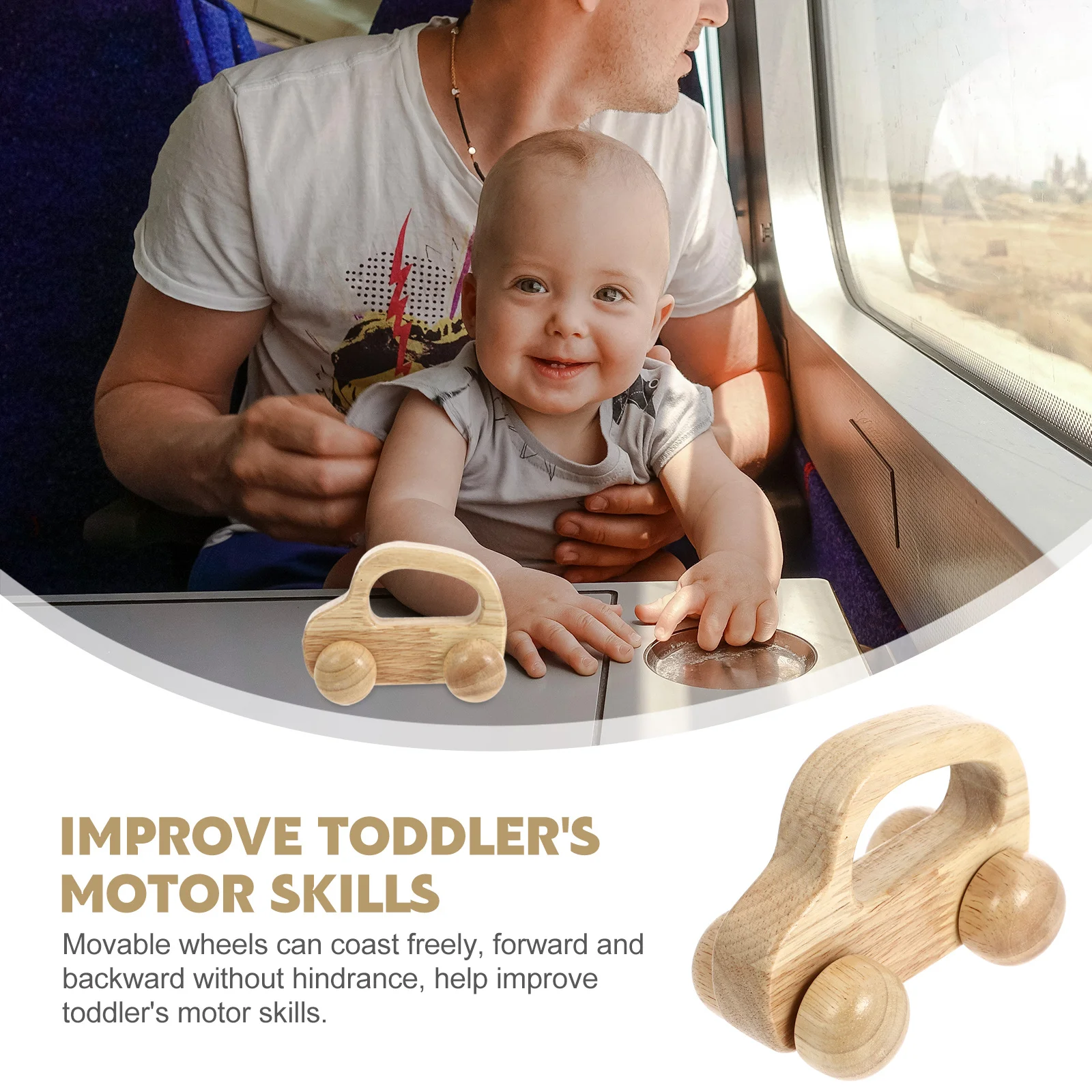 Auto in legno Veicolo a spinta per bambini Gomma premium Legno Durevole inerzia Abilità di presa per dentizione infantile Macchine in legno