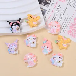 100 sztuk Cartoon Sanrio impreza muzyczna Flatback kaboszony z żywicy na spinkę do włosów Scrapbooking DIY Decor akcesoria rzemieślnicze