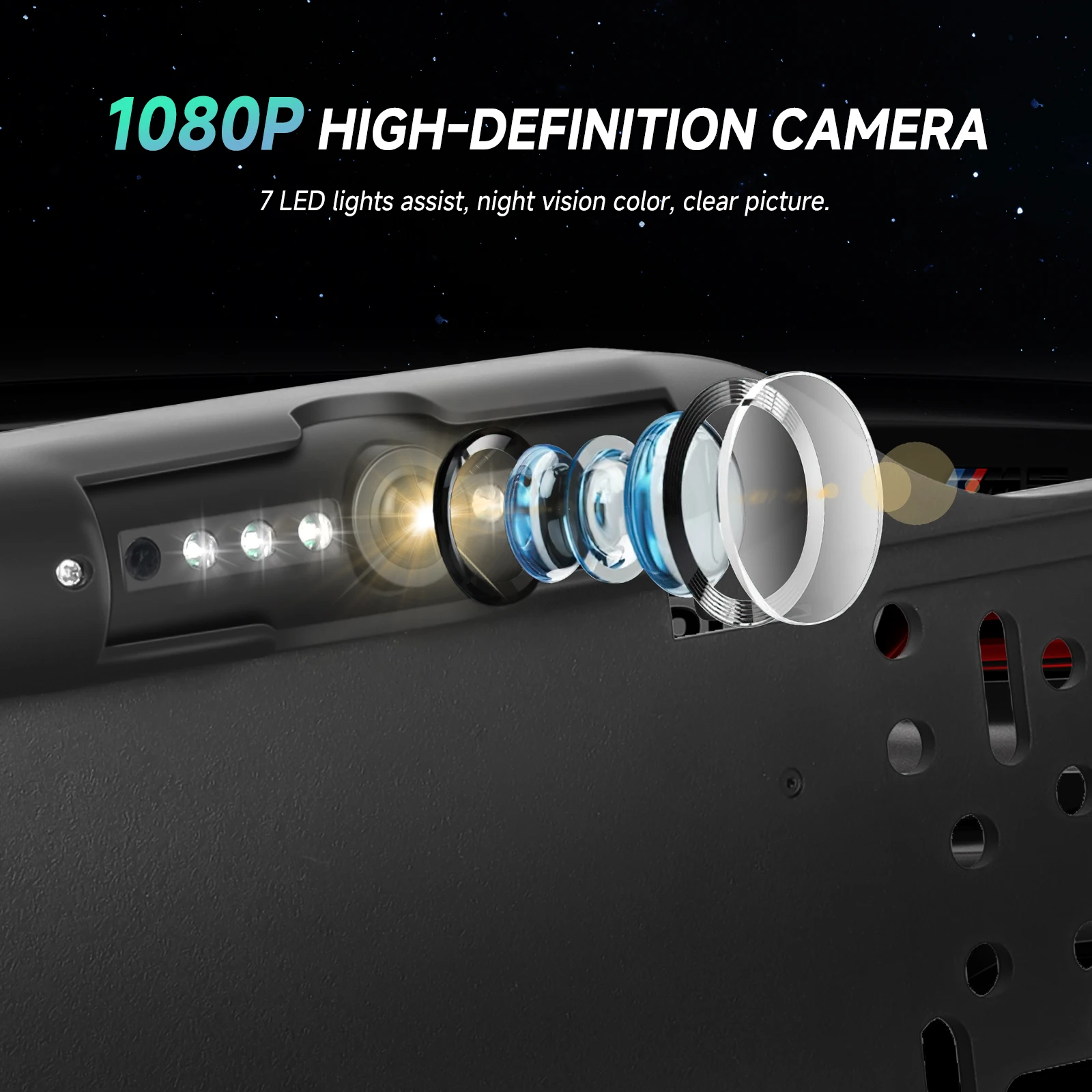 Podofo نظام كاميرا ReverView بإطار لوحة الترخيص الأوروبي مع أضواء بيضاء LED لشاشة ركن السيارة