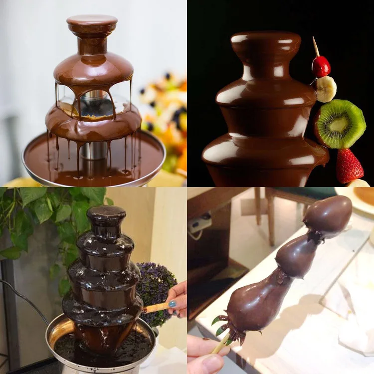 Four Layers Electrical 220V Chocolate Fountain Chocolate Melt Fondue Waterfall Machine Chocolate Fountain Melting Tower For Home