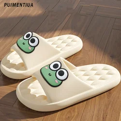 Summer Bathroom Household Slippers For Women Men Flat Non-Slip Cartoon Frog Flip-Flops Beach Women'S Sandals Indoor And Outdoor