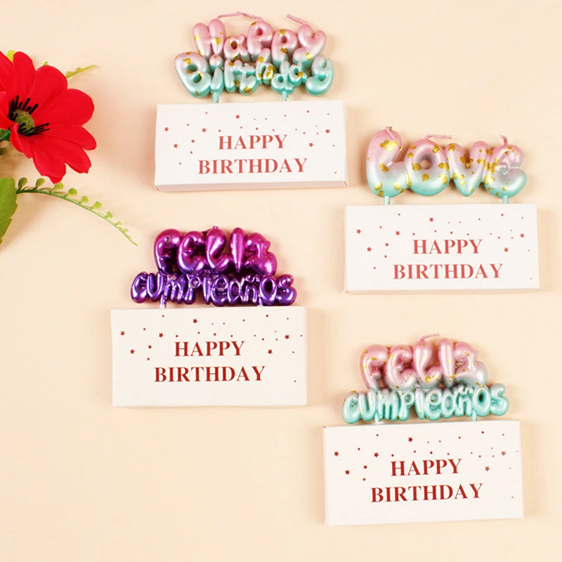 Gradient Happy Birthday Candle - Cake Decoration Accessories, Happy Birthday Letter Candle, Alphabet Candle Cake Toppers Candle - view 3