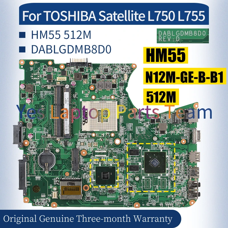 

Материнская плата для ноутбука TOSHIBA Satellite L750 L755 DABLGDMB8D0 A000080540 A000080910 HM55 N12M-GE-B-B1 512M материнская плата для ноутбука