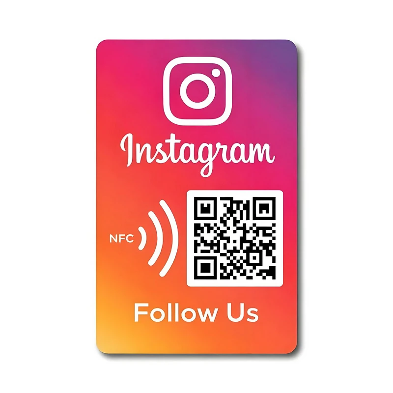 Custom Acrylic Social Media Sign Follow US on Facebook Plaque NFC Tap QR Code Sign Google Review Instagram Card Business Display
