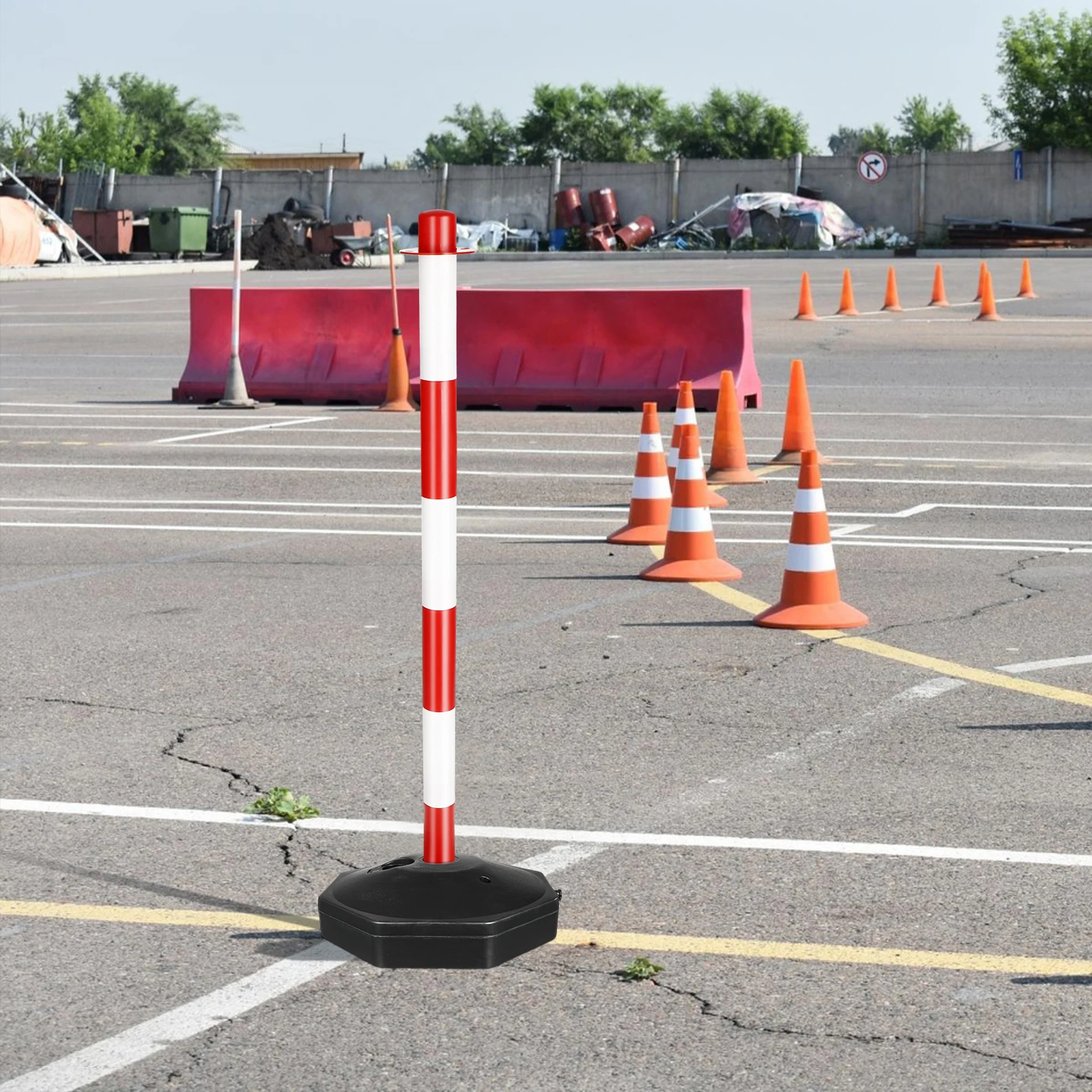 

1pcs Warning Column Anti-collision Red White Traffic Delineator Isolation Pile Barricade Cone Elastic Post Water Sand Filled