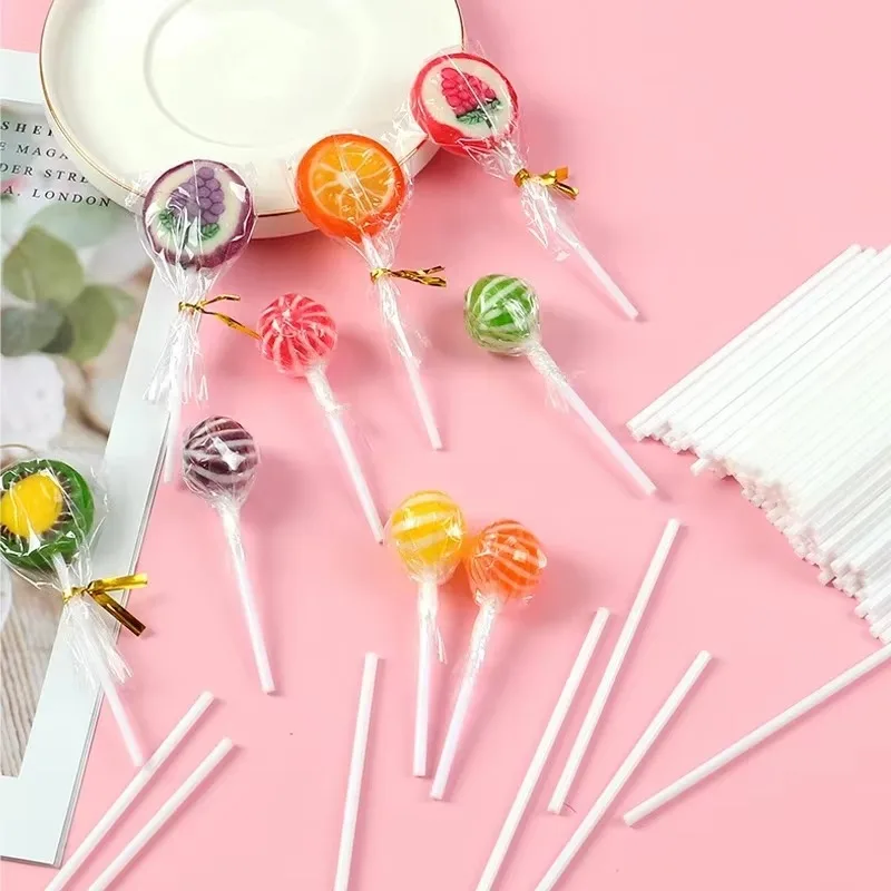 50/100Pcs/set Disposal Lollipop Sticks for Candy Pops Non-Toxic Food Grade Plastic Sucker Tubes Sticks for Chocolate Cake Tool