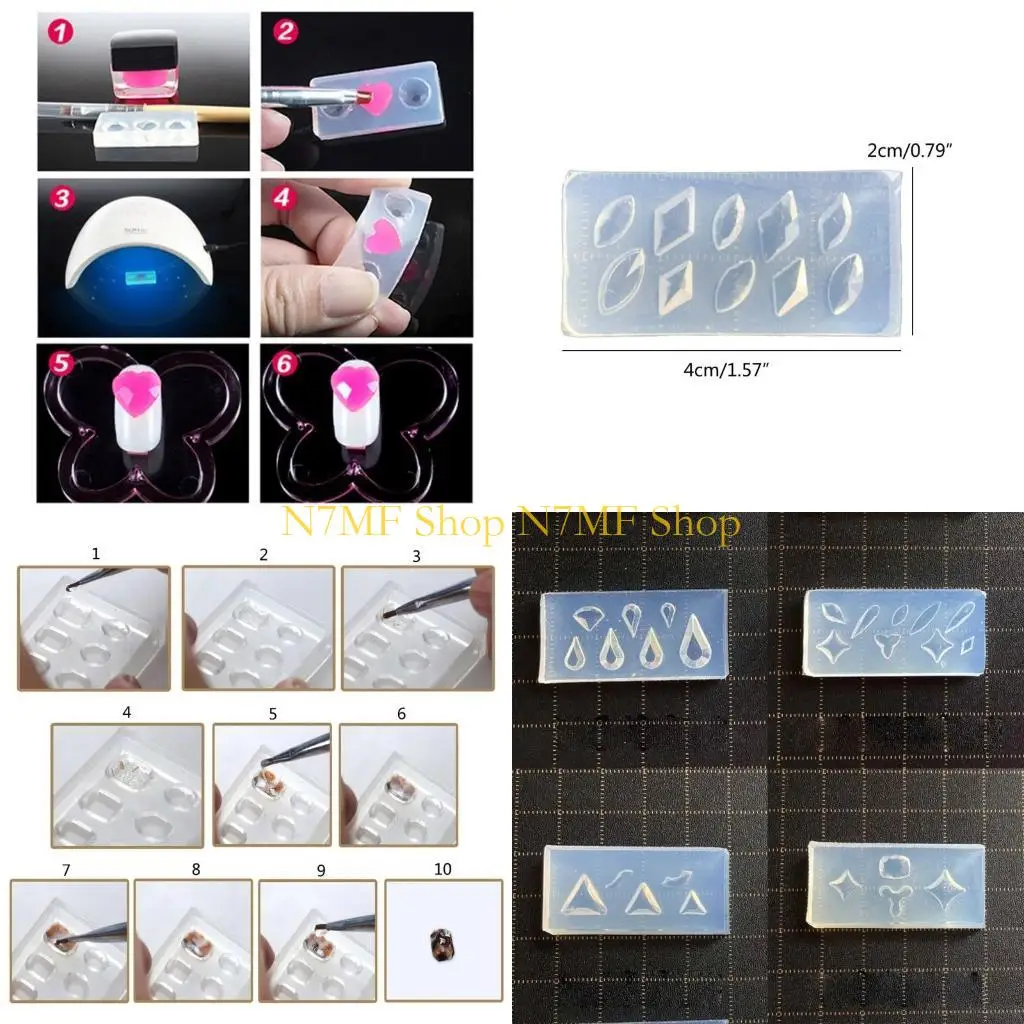 

N7MF 15 шт. формы для дизайна ногтей УФ-клей из эпоксидной смолы силиконовая форма граненый драгоценный камень цветок любви для