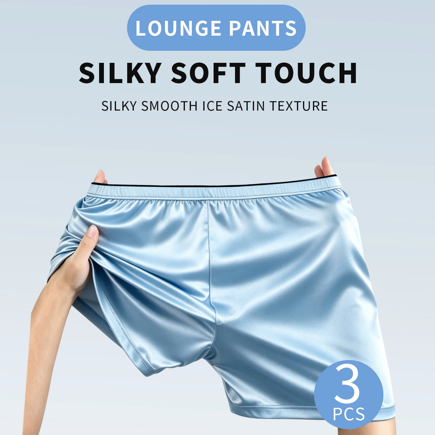 3Pcs Satin Nylon Men Boxers Skin-friendly Breathable Mens Underwear Panties Large Crotch Pouch Man Bikini Underpants Boxershorts