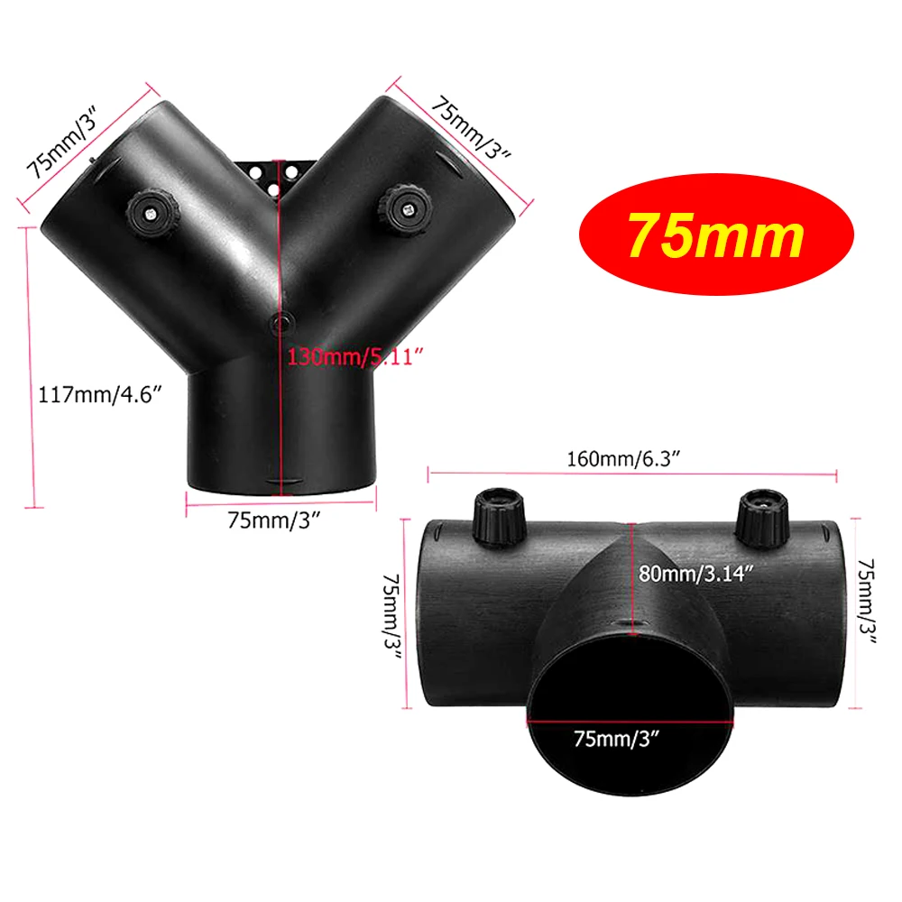 60 mm 75 mm verstellbarer Luft-Diesel-Heizlüftungs-Kanal-Zweig-Splitter, Auspuffrohr-Buchsenstecker für Webasto-Heizungsanschluss – Detail 5