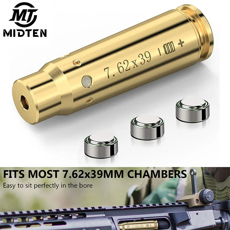 

MidTen Class IIIA 7.62x39mm Bore Sight Red Dot Laser Boresighters Fit Handgun Rifle with Three Batteries Hunting