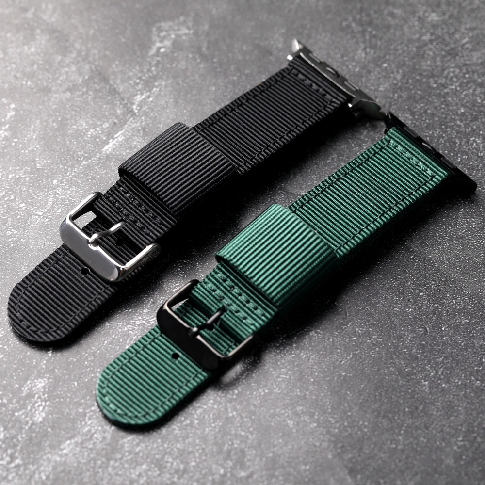 Suitable for Apple watch band, nylon black green 49MM 45MM 44MM 42MM 41MM 40MM casual style ultra2 S8 S9 bracelet