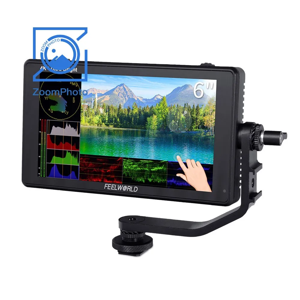 Feelworld LUT6S 4K DSLR Camera Monitor 6" Ultra-Bright Touch Screen with HDR Waveform for Stabilizer