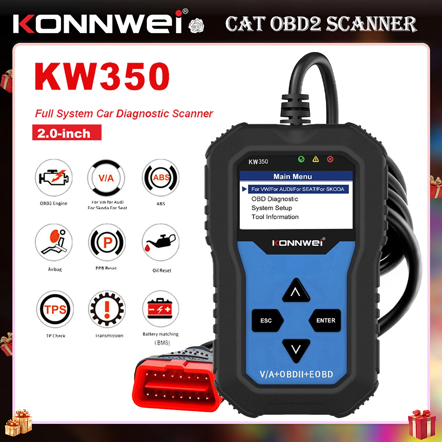 

KONNWEi Car Full System Fault Scanner Exclusively for Resetting Volkswagen Audi Maintenance Lights Car OBD Fault Diagnostic Tool