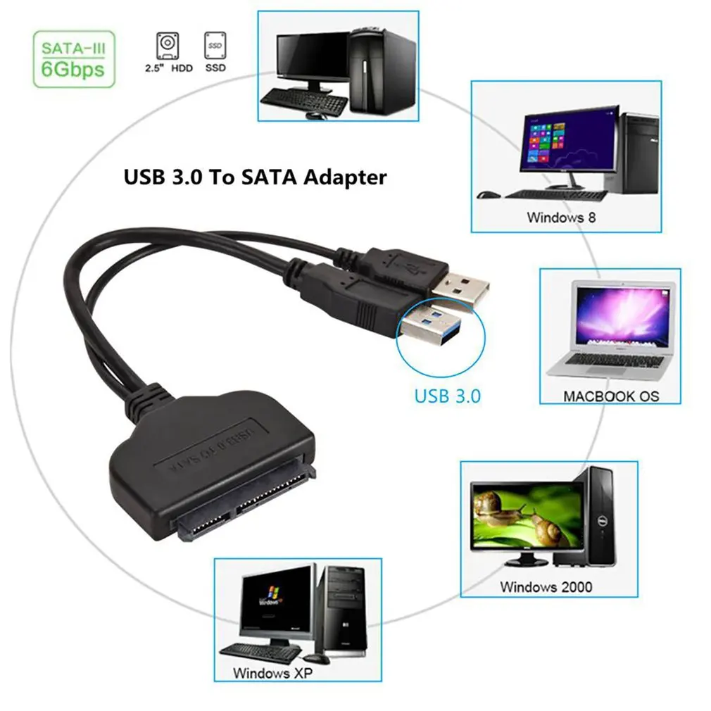 

2.5 Inch USB To Serial SATA Hard Disk Cable SATA Adapter 7+15pin Notebook SSD HDD Drive Line USB 3.0 Transfer Computer Cables