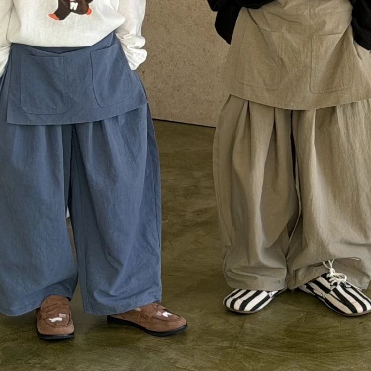 Pants 2026 Spring and Summer New Childrens Clothing Boys and Girls Fashionable Loose Lazy Wind Fart Curtain Straight Tube Pants