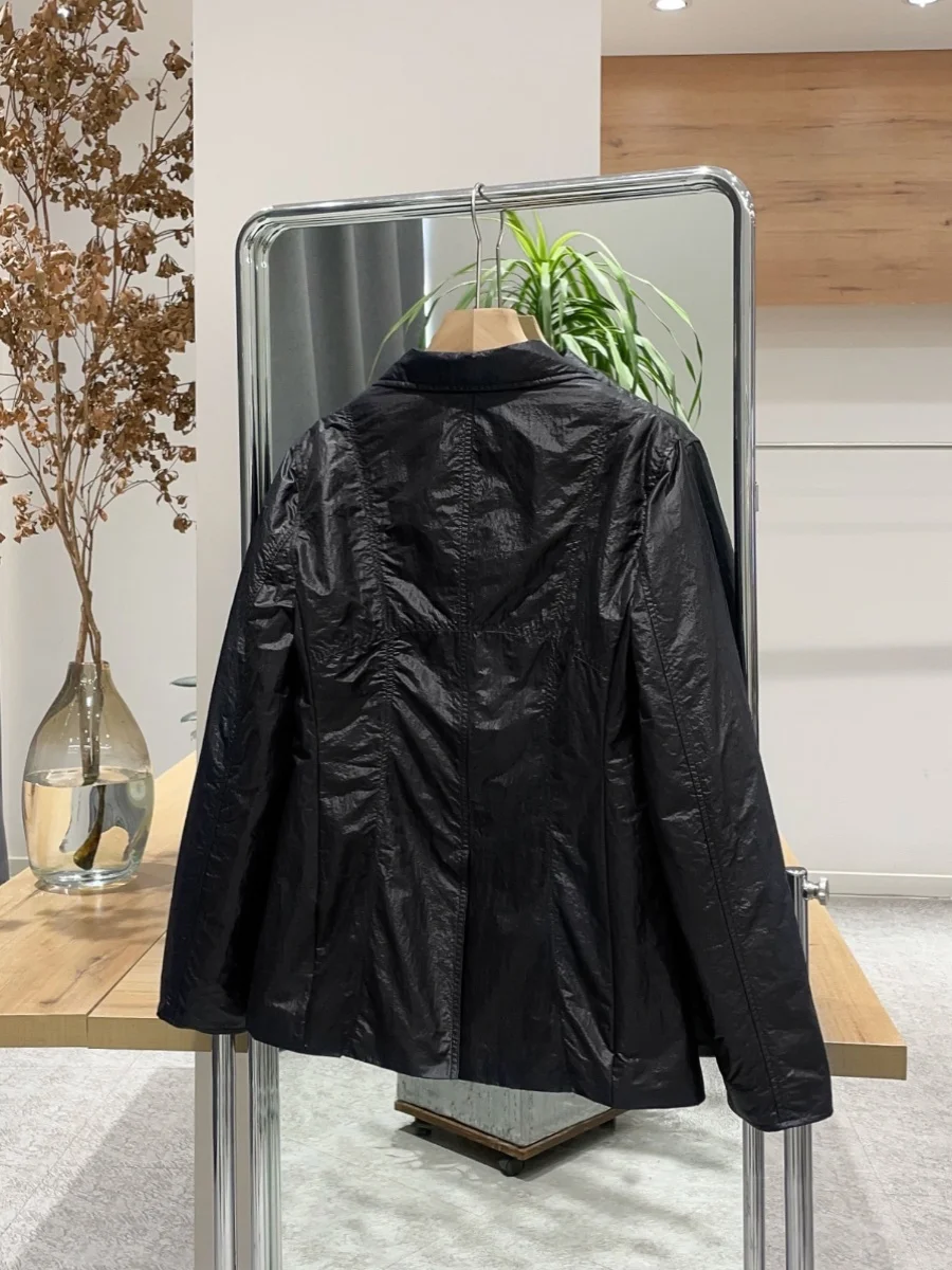 Noxula Authentic Bla Cotton Jaet Thin Suit Sle Koreanische Version Slim Fit Long Sve Single Button Verschluss Pure Color