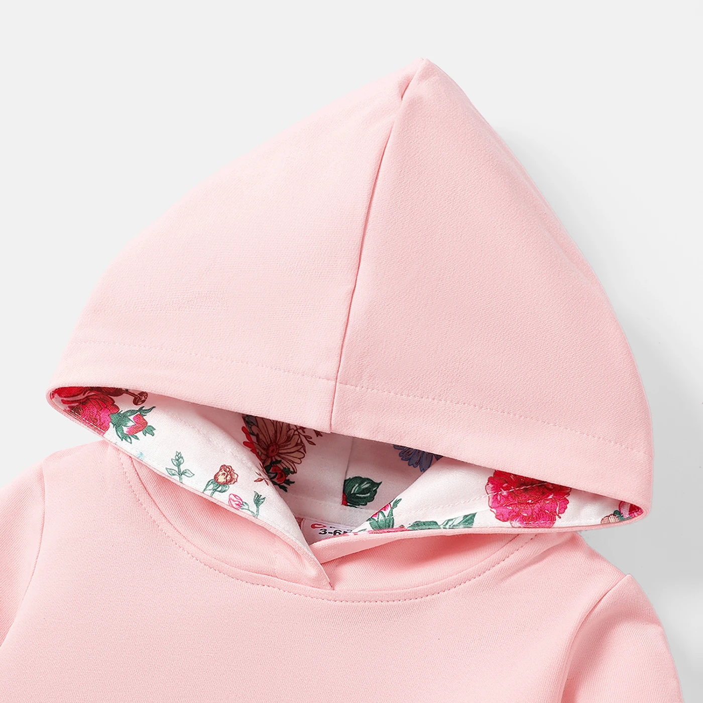 

3pcs Baby Girl Long-sleeve Spliced Hoodie and Floral Print Naia™ Pants & Headband Set