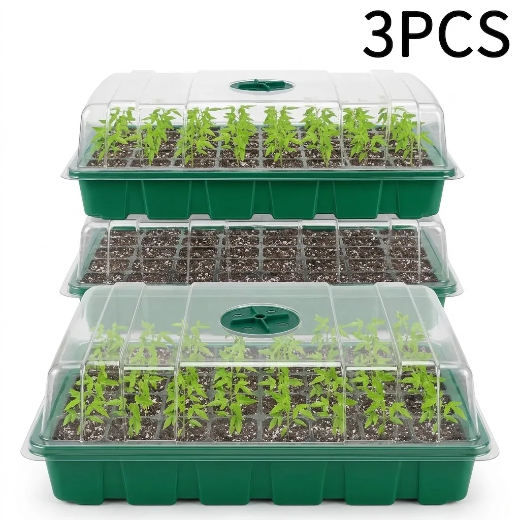 With Transparent Cover Greenhouse And 3 Pcs Seed Tray 40 Holes Cell Propagator For Thickening Seedling Start Growth Tray Plant