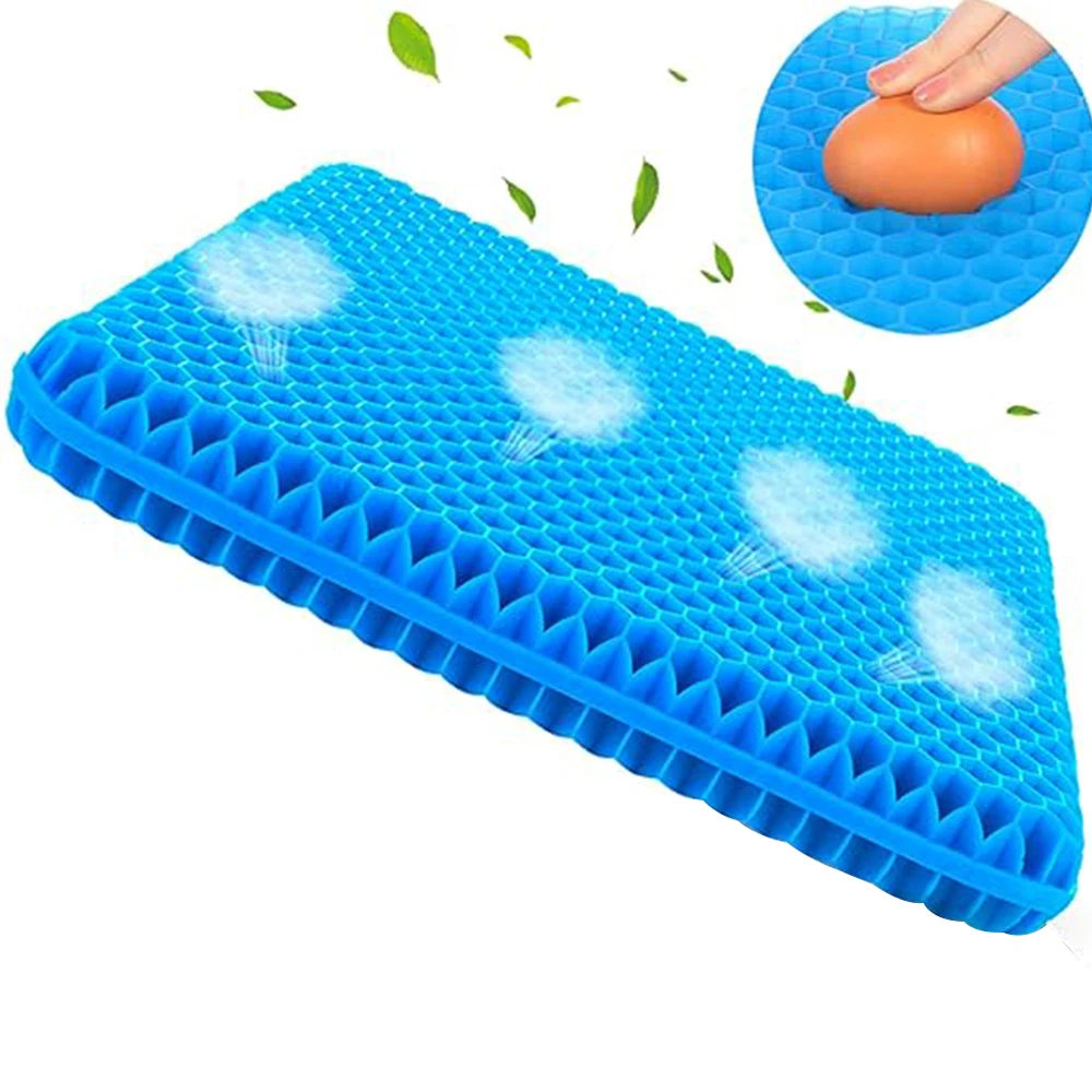 Gel Seat Cushion TPE Silicone Cooling Mat Honeycomb Thick Seat Cushion for Pressure Relief Back Pain Summer Ice Pad