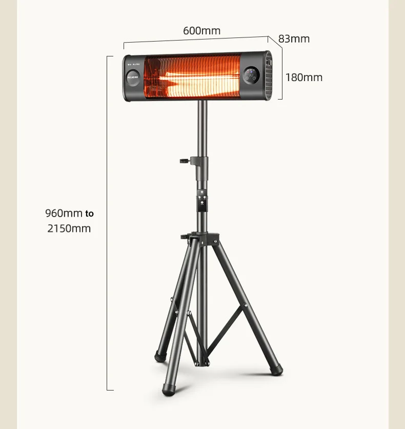 RETRACKTABLE Electric Space Heater Portable Tank Carbon Fiber Tube Heater 650/1500W ELECTRIC HEATER AIR WARMER REMOTE Control